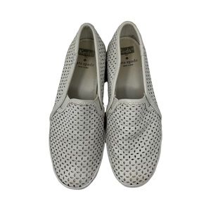Keds X Kate Spade White Leather Laser Cut Double Decker Slip On Loafers Sz 7.5